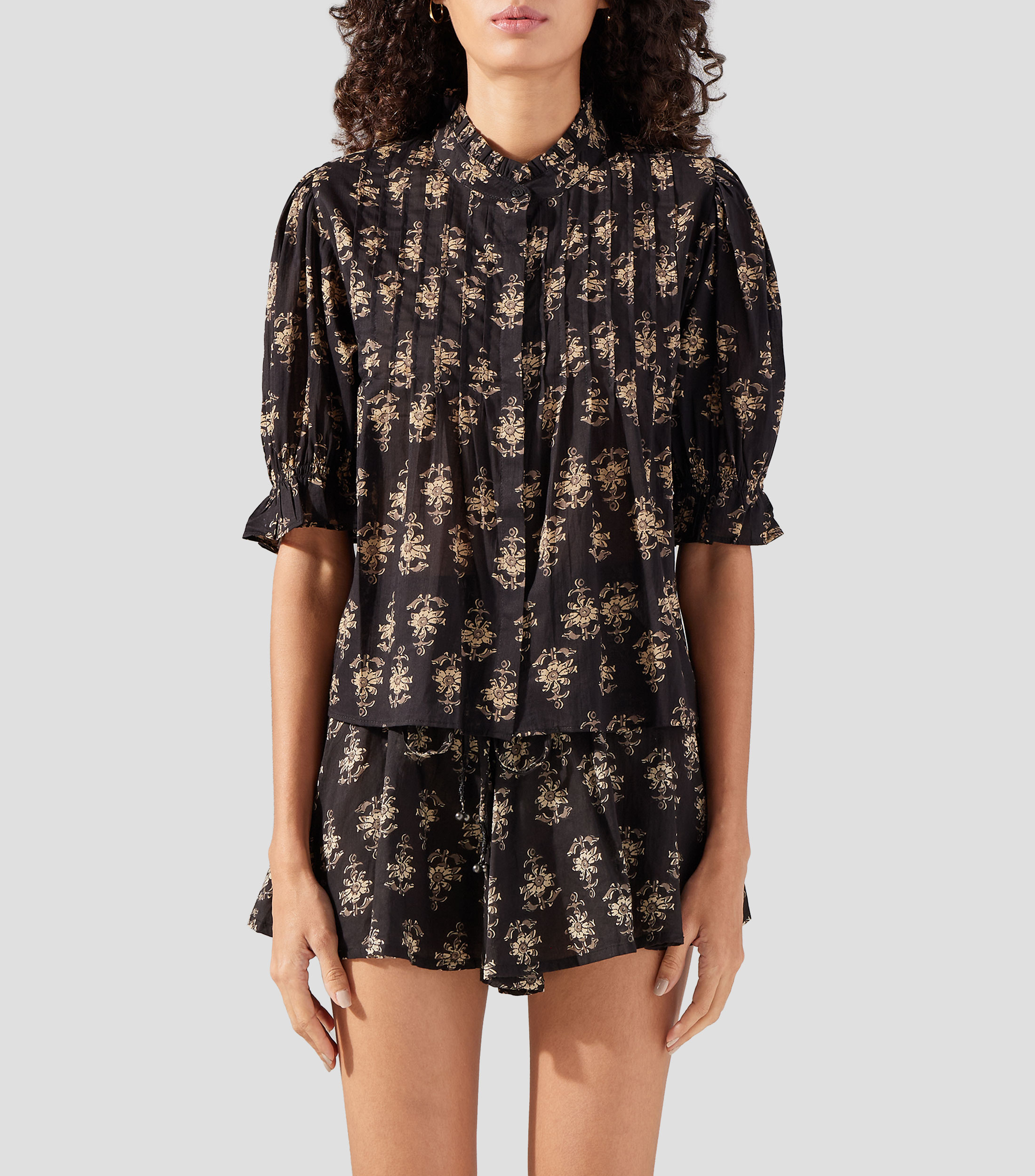 Blusa estampada manga 3/4 Mujer